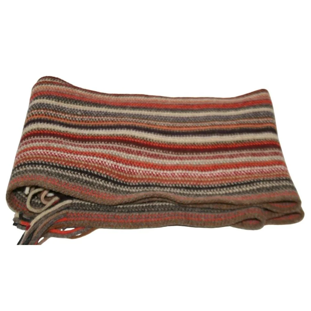 William Brunton Hand Knits Pure Lambswool Stripe Scarf Made in Scotland Heritage - Picture 5 of 5